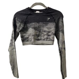 Gymshark Black and Gray Ombré Women's Long Sleeve Crop size Small